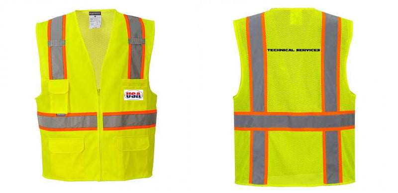 Custom Yellow Class 2 Safety Vest with Cooling Mesh Back