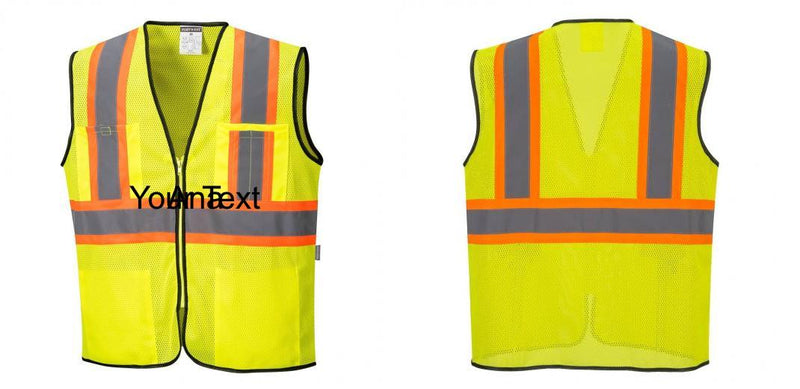 Custom Yellow Mesh Class 2 Reflective Safety Vest with Pockets