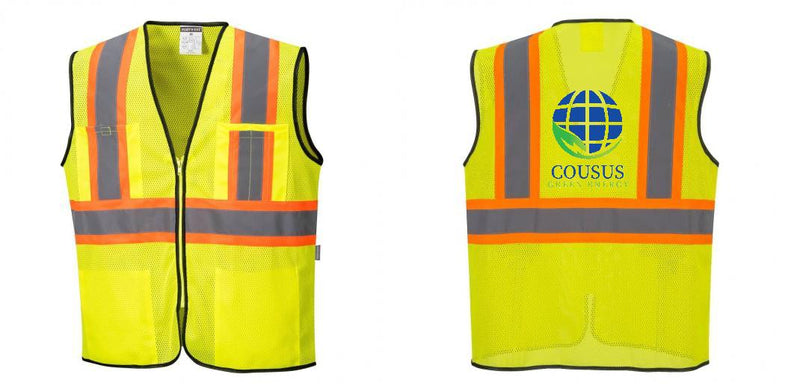 Custom Yellow Mesh Class 2 Reflective Safety Vest with Pockets