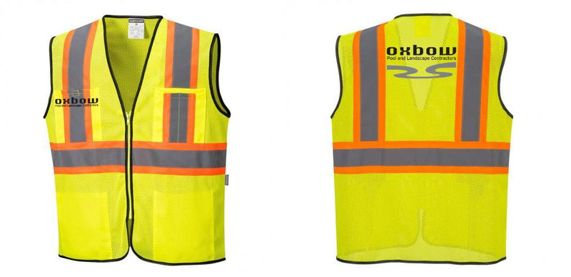 Custom Yellow Mesh Class 2 Reflective Safety Vest with Pockets