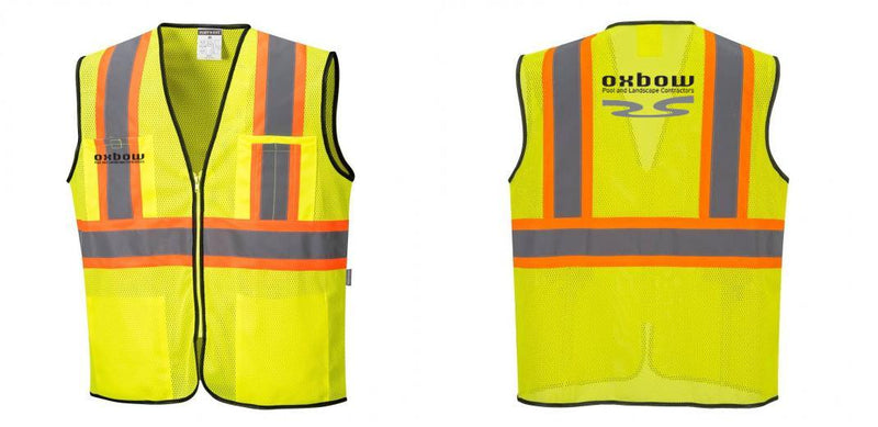 Custom Yellow Mesh Class 2 Reflective Safety Vest with Pockets