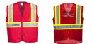 Custom RED Safety Vest Reflective High Visibility with Pockets