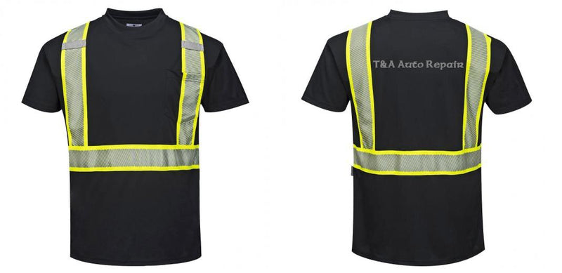 Custom Enhanced Safety Black Short Sleeved Work T-Shirt