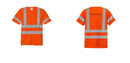 Custom Class 3 Orange Short Sleeve Double Reflective Tape Snag-Resistant T-Shirt