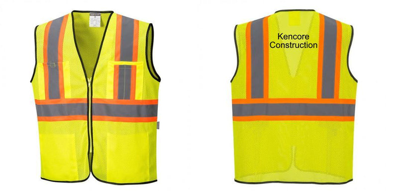 Custom Yellow Mesh Class 2 Reflective Safety Vest with Pockets