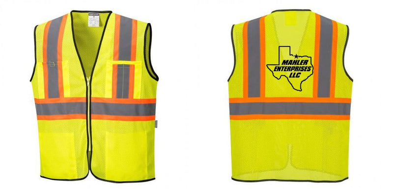 Custom Yellow Mesh Class 2 Reflective Safety Vest with Pockets