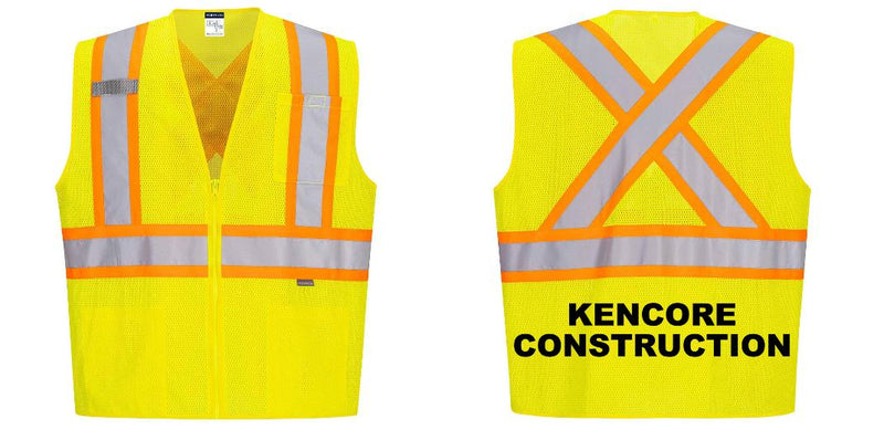 Custom X-Back YELLOW Mesh Contrast Tape Vest