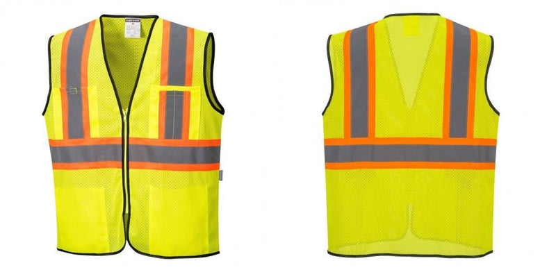 Custom Yellow Mesh Class 2 Reflective Safety Vest with Pockets