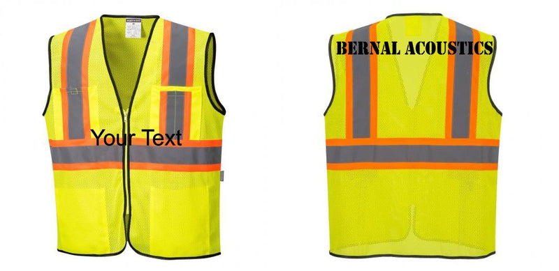 Custom Yellow Mesh Class 2 Reflective Safety Vest with Pockets