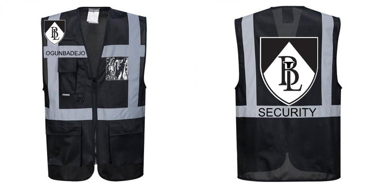 Custom Black Professional Executive Style Safety Vest