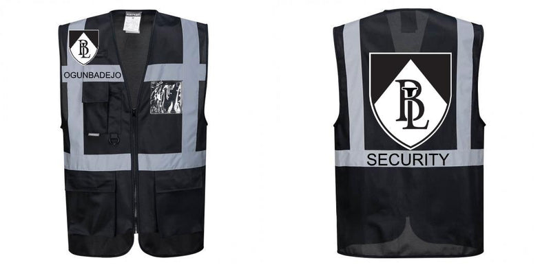 Custom Black Professional Executive Style Safety Vest