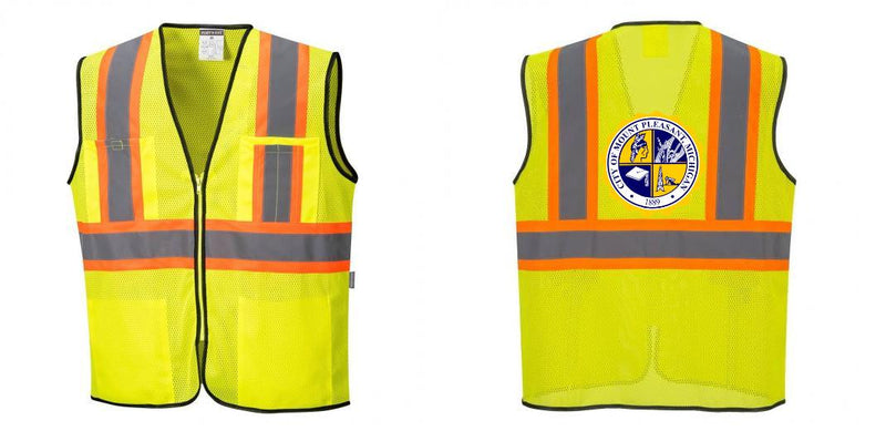 Custom Yellow Mesh Class 2 Reflective Safety Vest with Pockets