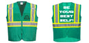 Custom Green Safety Vest Reflective High Visibility with Pockets