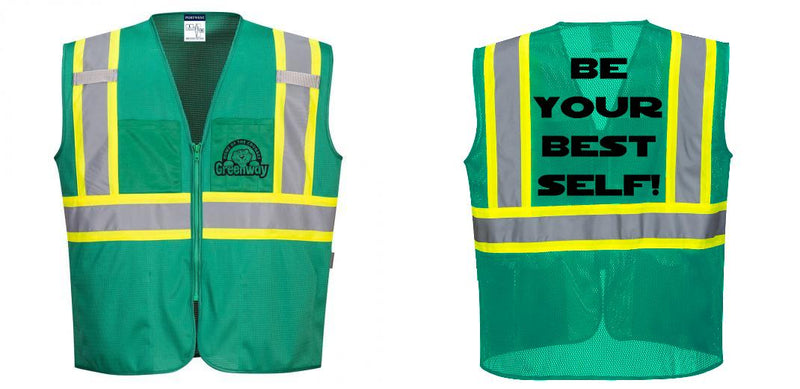 Custom Green Safety Vest Reflective High Visibility with Pockets