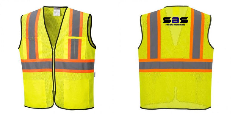 Custom Yellow Mesh Class 2 Reflective Safety Vest with Pockets