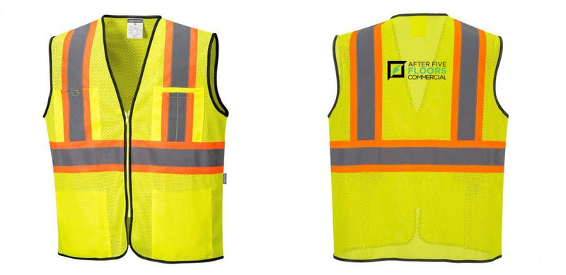 Custom Yellow Mesh Class 2 Reflective Safety Vest with Pockets