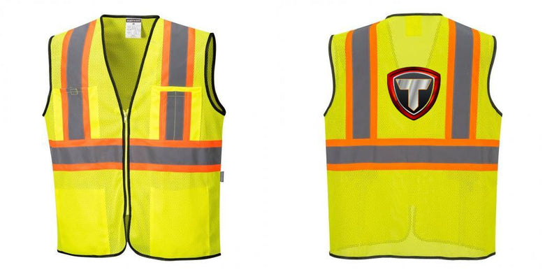 Custom Yellow Mesh Class 2 Reflective Safety Vest with Pockets