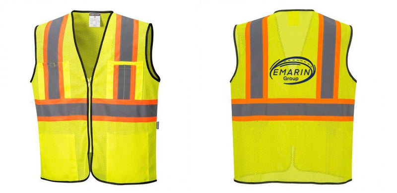 Custom Yellow Mesh Class 2 Reflective Safety Vest with Pockets