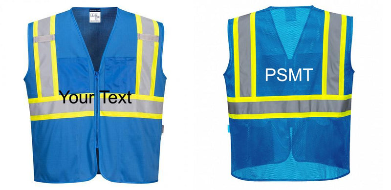 Custom Royal Blue Safety Vest Reflective High Visibility with Pockets
