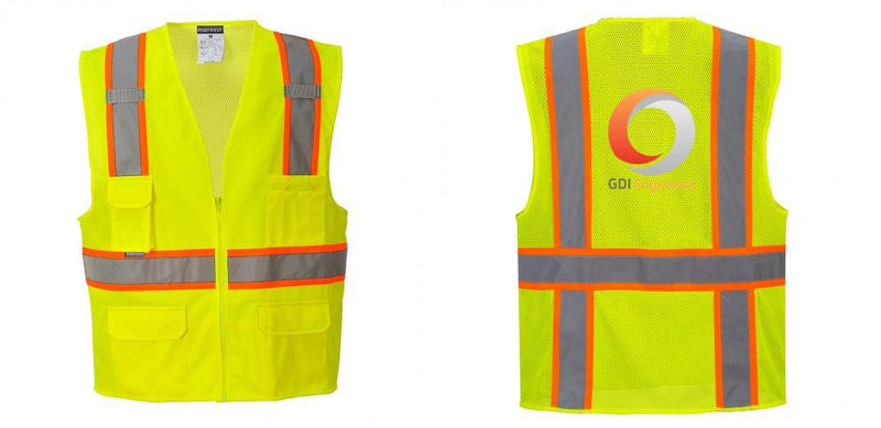 Custom Yellow Class 2 Safety Vest with Cooling Mesh Back