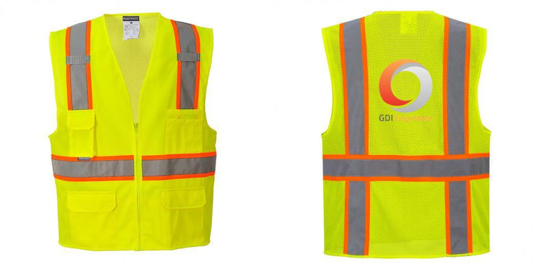 Custom Yellow Class 2 Safety Vest with Cooling Mesh Back