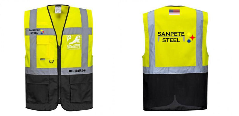 Custom Warsaw Yellow and Black Professional Style Safety Vest