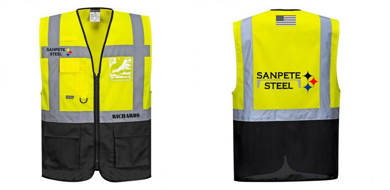 Custom Warsaw Yellow and Black Professional Style Safety Vest