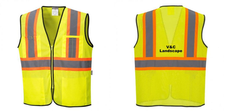 Custom Yellow Mesh Class 2 Reflective Safety Vest with Pockets