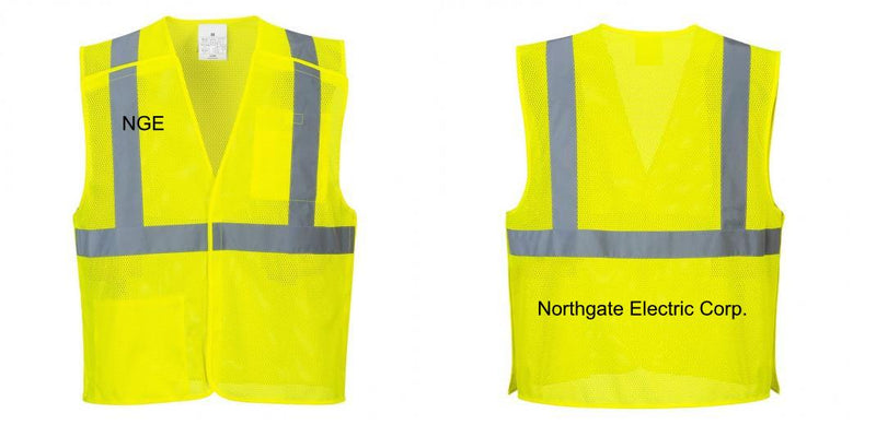 Custom Breakaway Class 2 Yellow Safety Vest Hi-Vis Reflective Breathable Mesh