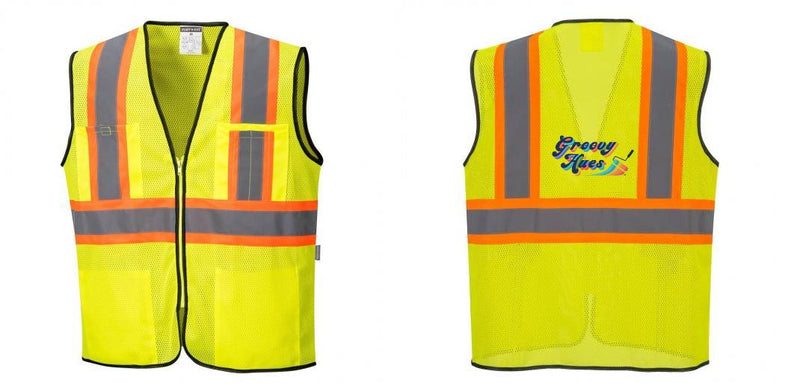 Custom Yellow Mesh Class 2 Reflective Safety Vest with Pockets