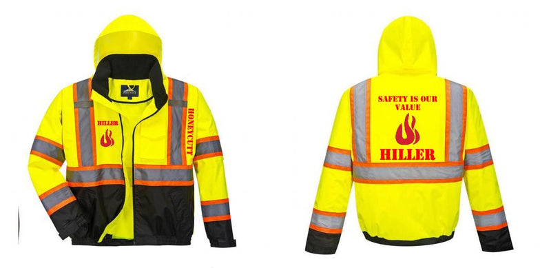 Custom High Visibility Class 3 Yellow/Black Winter Bomber Jacket