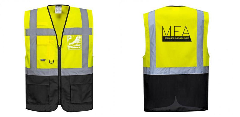 Custom Warsaw Yellow and Black Professional Style Safety Vest