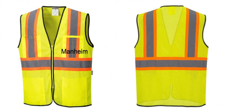 Custom Yellow Mesh Class 2 Reflective Safety Vest with Pockets