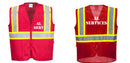 Custom RED Safety Vest Reflective High Visibility with Pockets