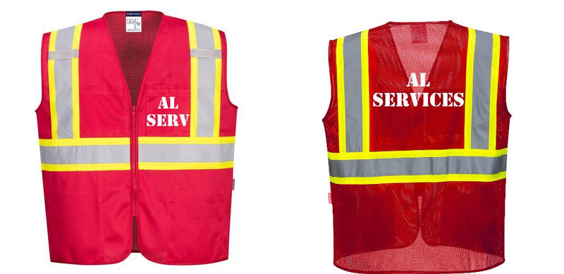 Custom RED Safety Vest Reflective High Visibility with Pockets