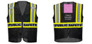 Custom Black Safety Vest Reflective High Visibility with Pockets