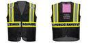 Custom Black Safety Vest Reflective High Visibility with Pockets