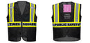 Custom Black Safety Vest Reflective High Visibility with Pockets