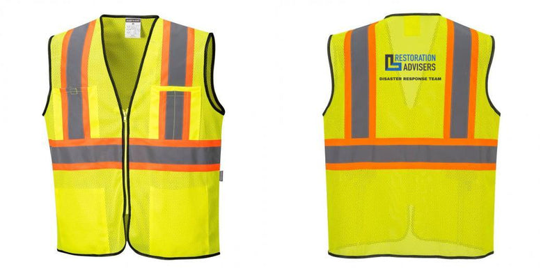 Custom Yellow Mesh Class 2 Reflective Safety Vest with Pockets