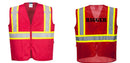 Custom RED Safety Vest Reflective High Visibility with Pockets