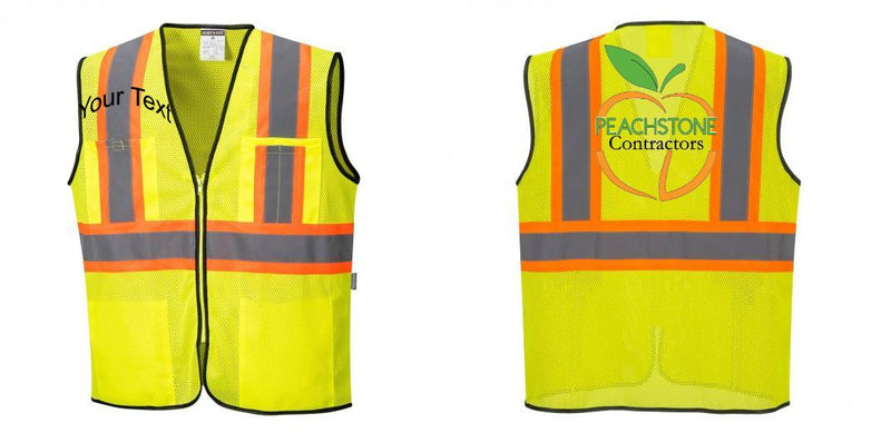 Custom Yellow Mesh Class 2 Reflective Safety Vest with Pockets