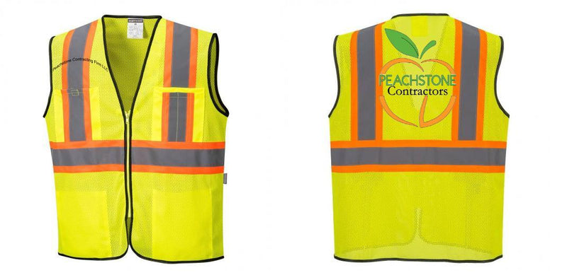 Custom Yellow Mesh Class 2 Reflective Safety Vest with Pockets