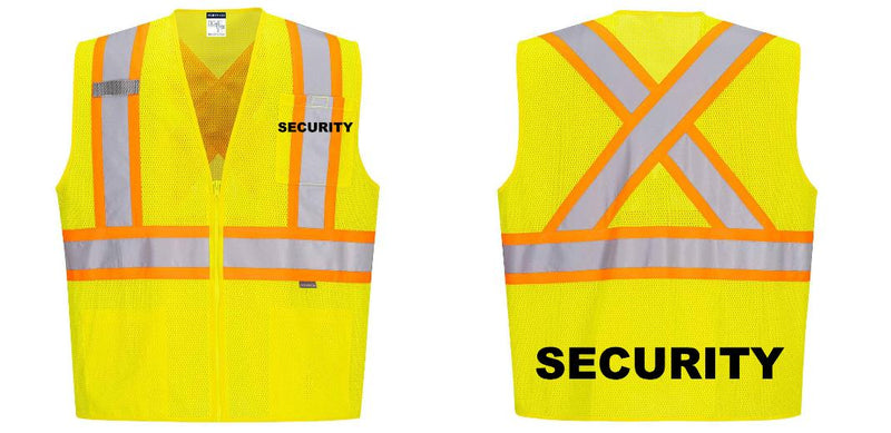 Custom X-Back YELLOW Mesh Contrast Tape Vest