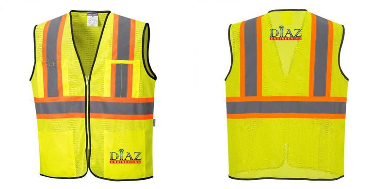 Custom Yellow Mesh Class 2 Reflective Safety Vest with Pockets