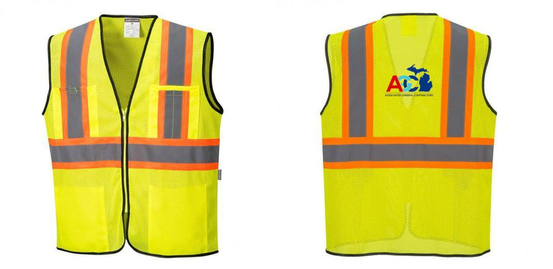 Custom Yellow Mesh Class 2 Reflective Safety Vest with Pockets