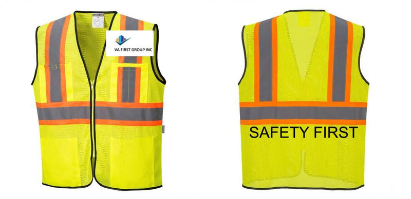 Custom Yellow Mesh Class 2 Reflective Safety Vest with Pockets