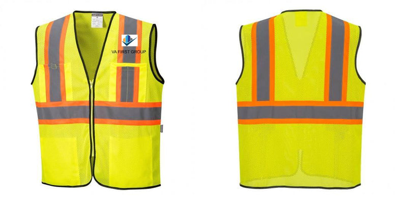 Custom Yellow Mesh Class 2 Reflective Safety Vest with Pockets