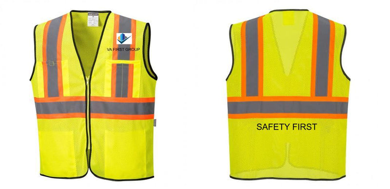 Custom Yellow Mesh Class 2 Reflective Safety Vest with Pockets