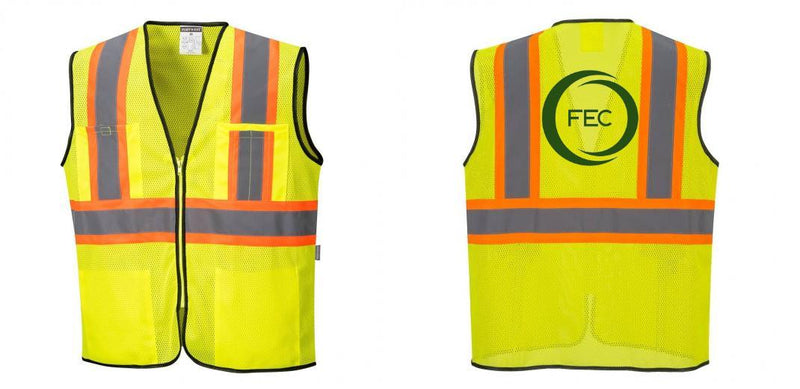 Custom Yellow Mesh Class 2 Reflective Safety Vest with Pockets