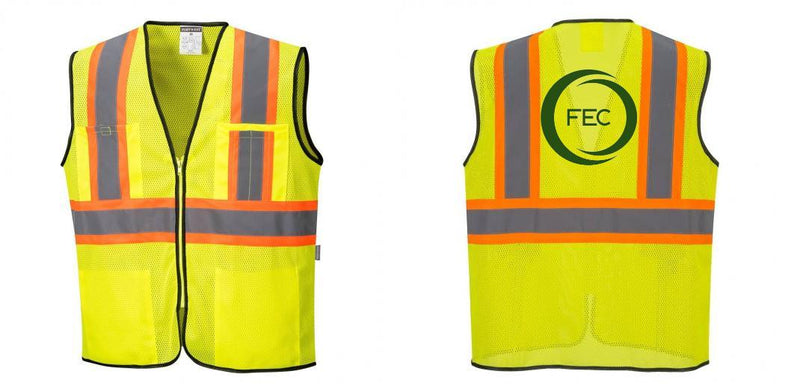 Custom Yellow Mesh Class 2 Reflective Safety Vest with Pockets